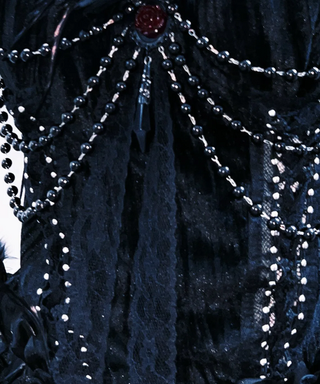 Gothic Glamour Feather & Chain Embellished Maxi Gown - Dark Romance for Halloween & Fall Galas
