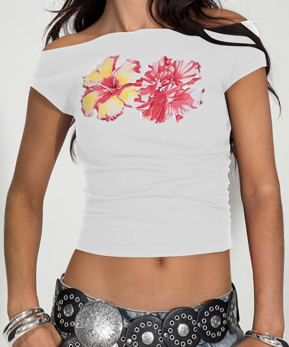 Vibrant Floral Off-Shoulder Ruched Top - Flattering Fall Fashion & Holiday Getaway Essential