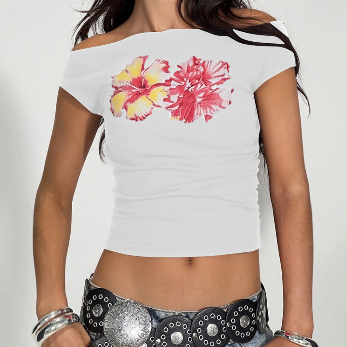 Vibrant Floral Off-Shoulder Ruched Top - Flattering Fall Fashion & Holiday Getaway Essential