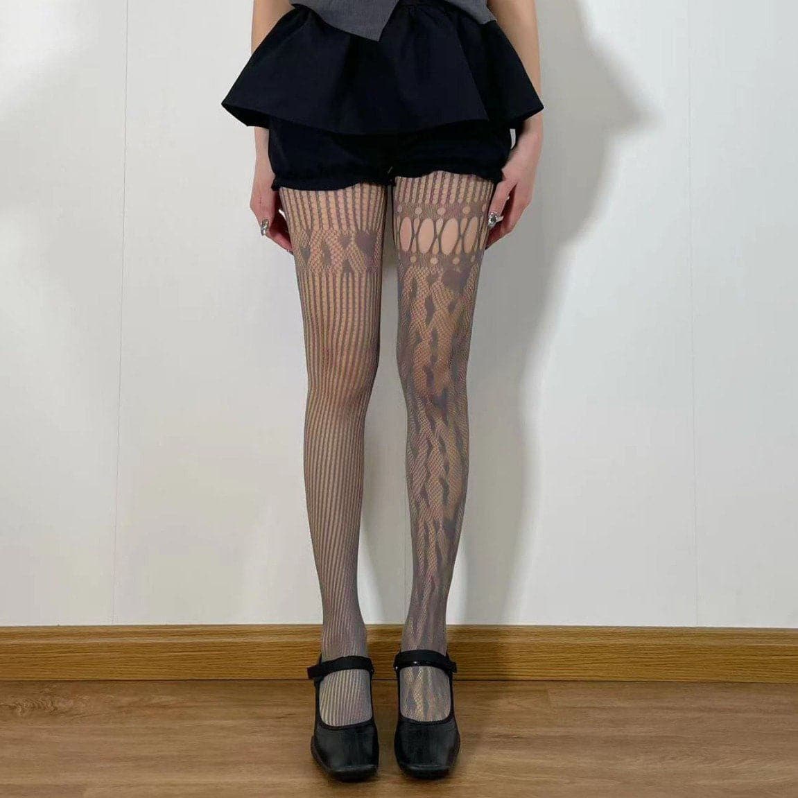 Bewitching Asymmetrical Heart Fishnet Tights - Edgy Fall & Halloween Style