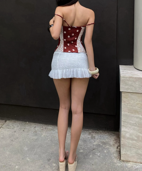 Effortless Chic Polka Dot & Lace Corset Top | Your Fall & Holiday Statement Piece