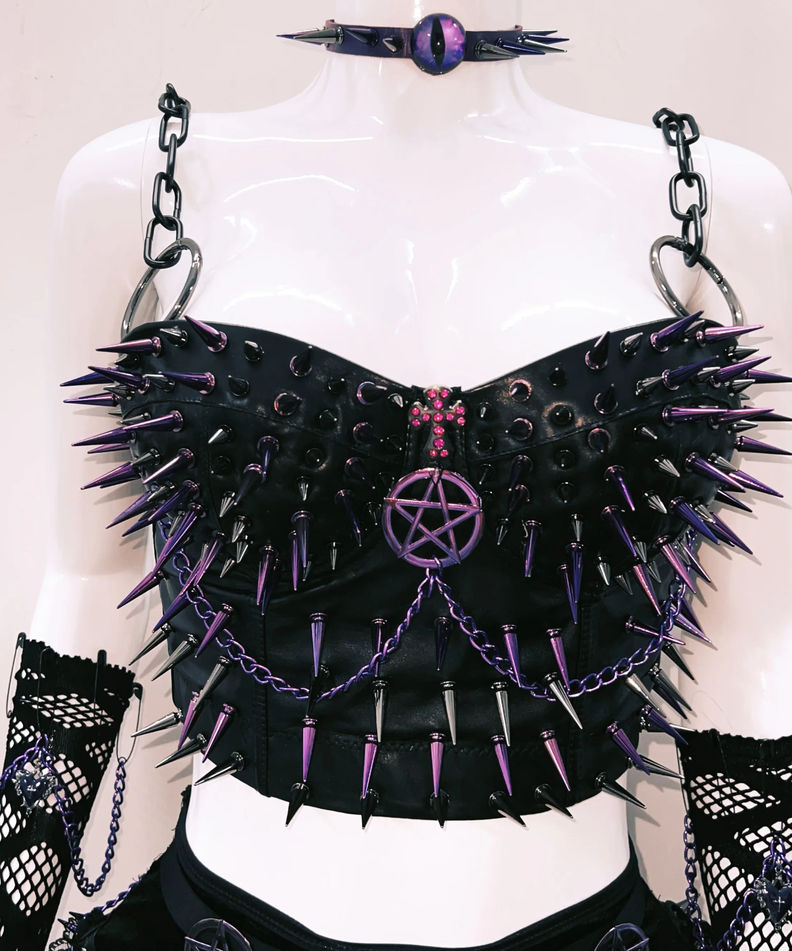 Purple Reign Spiked Gothic Pentagram Bustier Top | Halloween, Festival & Rave Ready