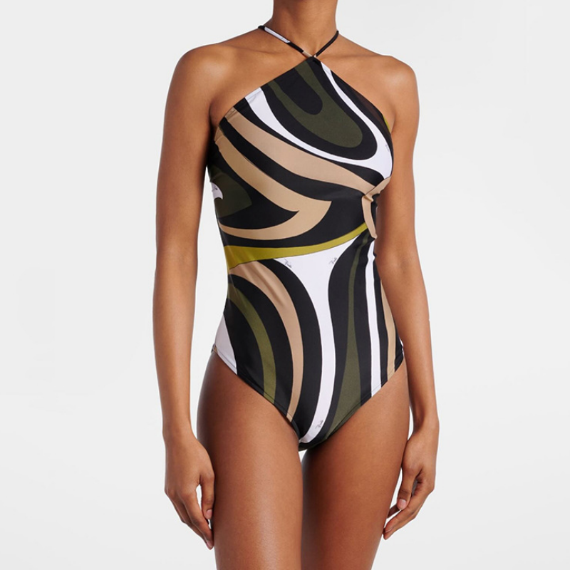Chic Ripple Wave Halter Bodysuit - Versatile Fall Style & Layering Essential