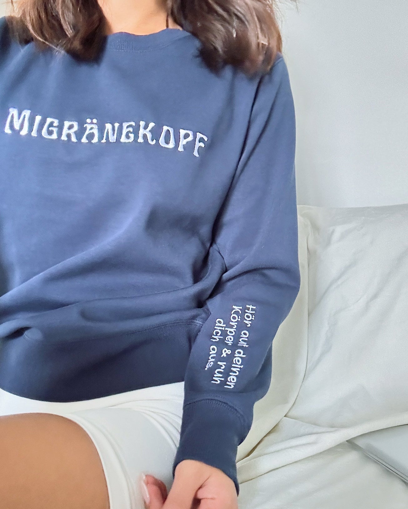 Cozy Migraine Awareness Sweatshirt for Women - 'Listen to Your Body' Self-Care Crewneck