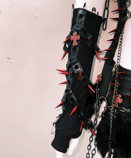 Fierce Red Spiked & Chained Gothic Corset Top - Halloween & Festival Statement