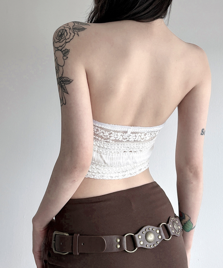 Boho-Luxe Lace Fringe Tube Top | Y2K Edgy Fall Going Out Style