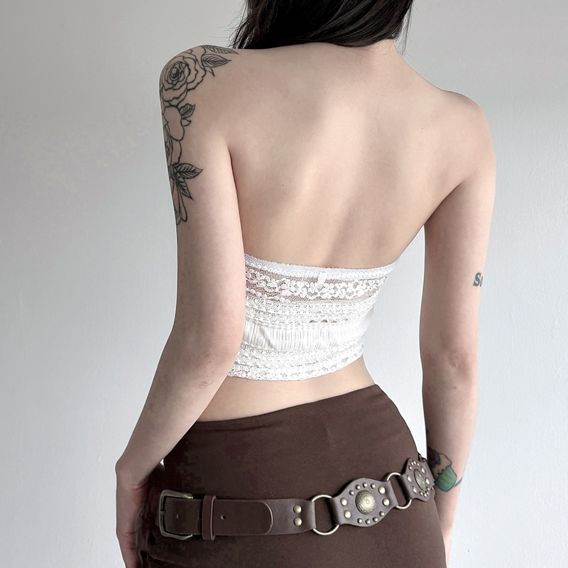 Boho-Luxe Lace Fringe Tube Top | Y2K Edgy Fall Going Out Style