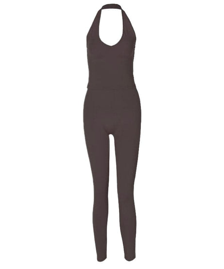 Effortless Chic: Sage Green Halter Neck Top & High-Waist Leggings Set – Fall Comfort & Style