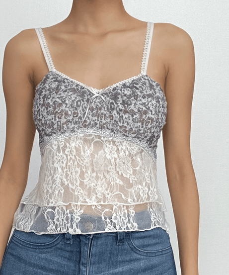 Dreamy Leopard & Lace Patchwork Cami Top - Chic Fall Layering Essential
