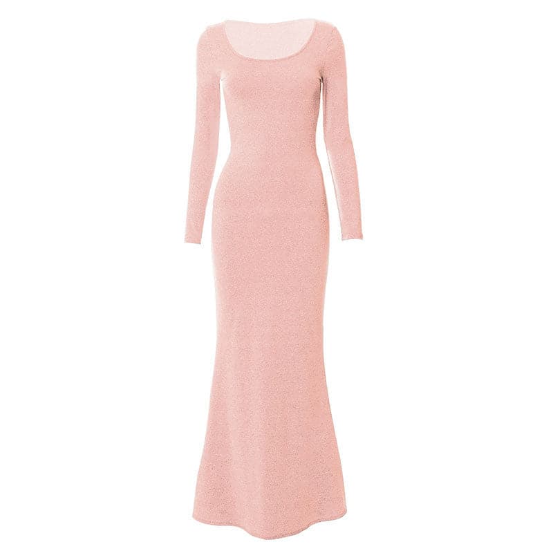 Fall Chic & Cozy: Women's Long Sleeve Scoop Neck Mermaid Maxi Dress