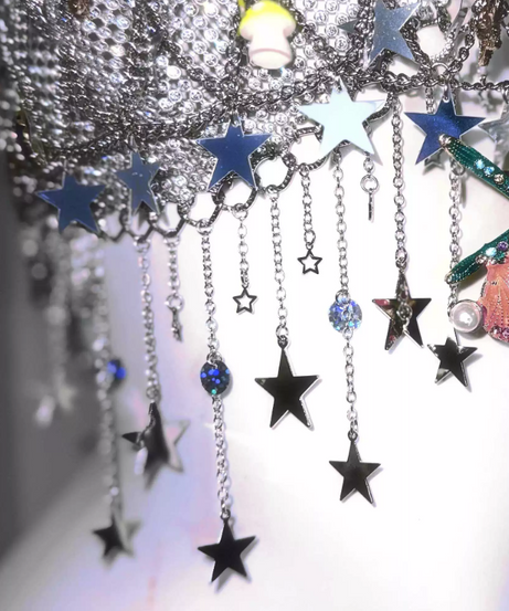 Celestial Siren Chainmail Halter Top – Whimsical Charms, Skeleton Hands & Star Tassels