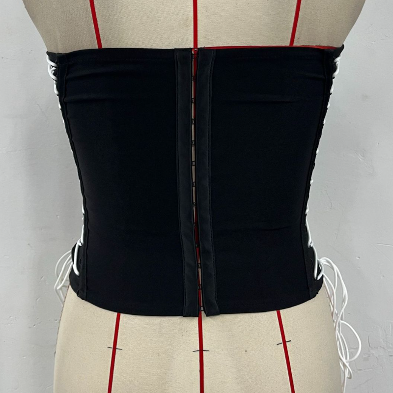 Halloween Hot! Daring Lace-Up Bustier Crop Top - Your Edgy Fall Party Essential