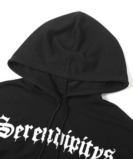 Serendipity Gothic Chic Cropped Hoodie & Shorts Set - Your Go-To Fall Loungewear