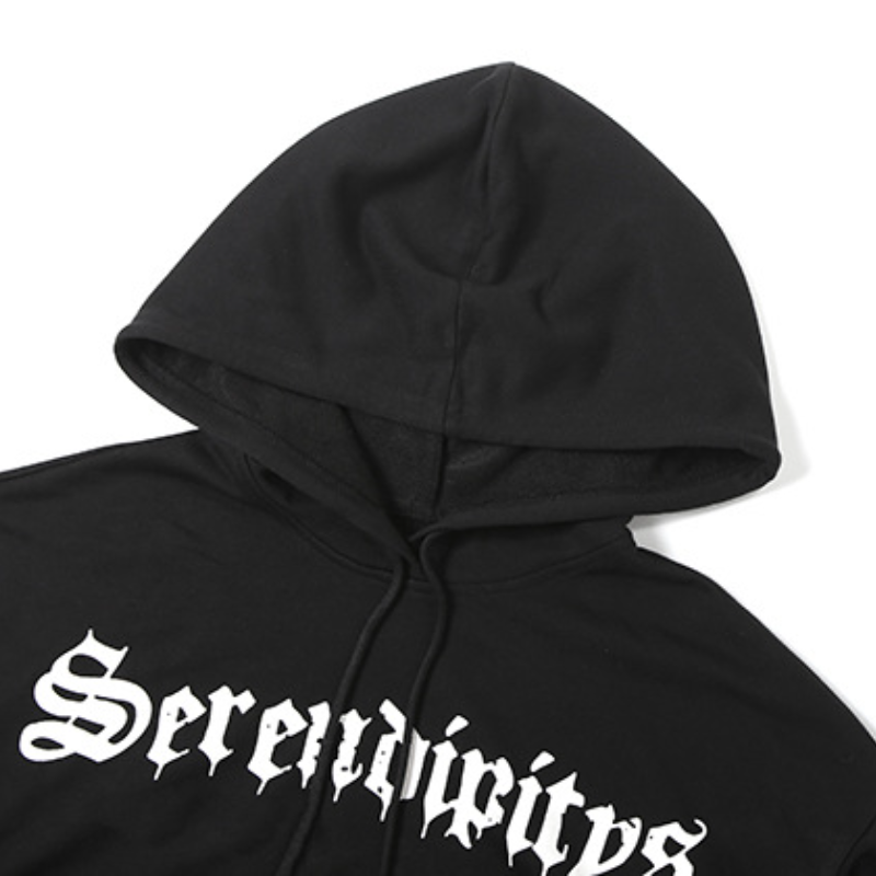 Serendipity Gothic Chic Cropped Hoodie & Shorts Set - Your Go-To Fall Loungewear