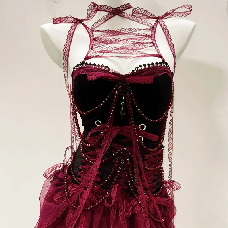 Bewitching Gothic Velvet & Tulle High-Low Dress - Halloween & Fall Statement Piece