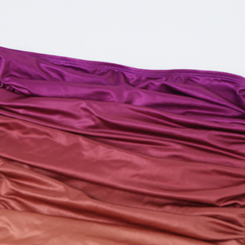 Twilight Ombre Ruched Strapless Mini Dress with Dramatic Drape