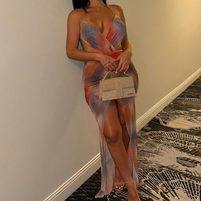 Radiant Plunge Halter Cutout Maxi Dress - Your Fall Vacation & Party Statement