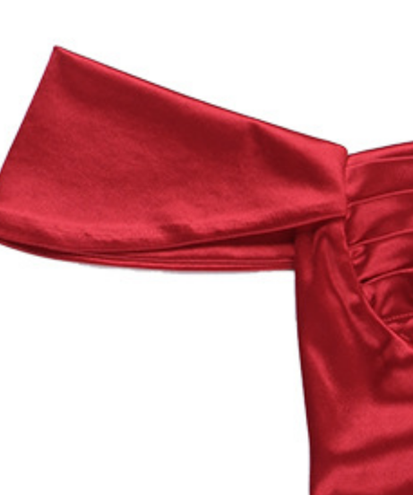 Chic Red Satin Off-Shoulder Corset Top - Fall & Holiday Party Glam