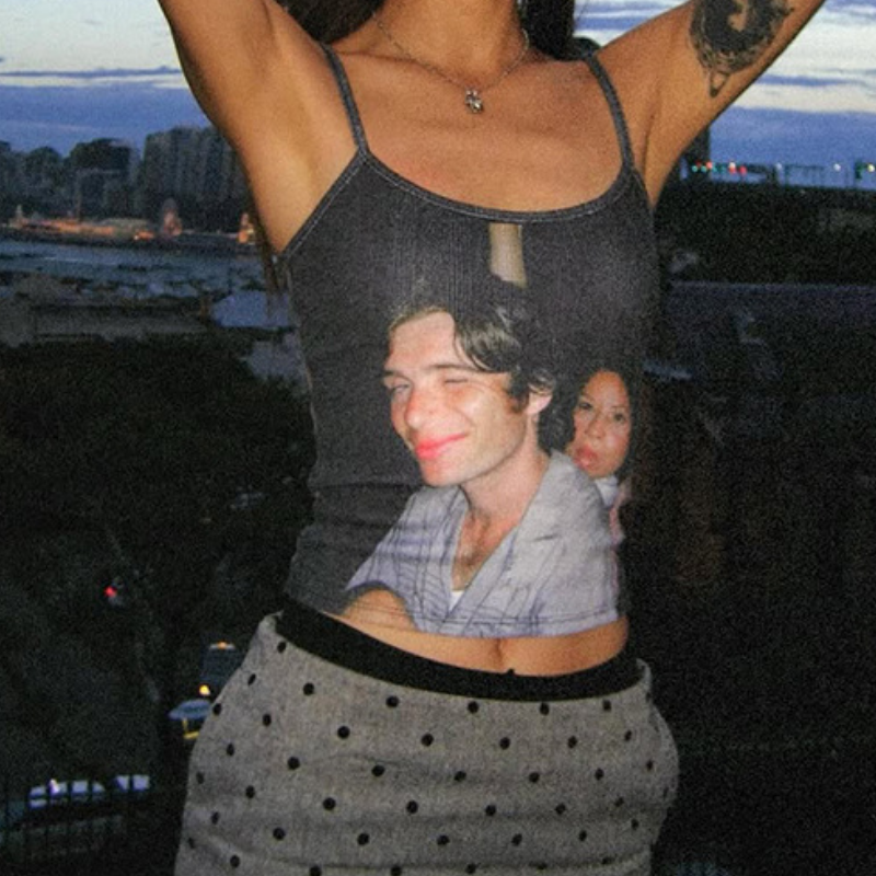 Iconic Duo Cami: Cillian Murphy & Lucy Liu Portrait Backless Top for Fall Nights