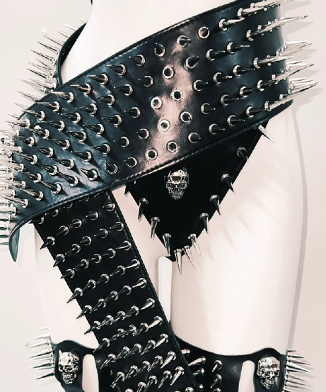 Fierce Spiked Faux Leather Bodysuit - Ultimate Halloween Rave & Goth Clubwear for Women