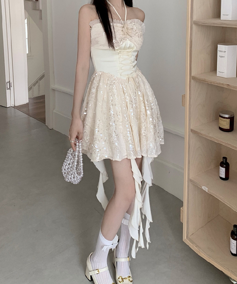 Enchanting Sequin Halter Corset Mini Dress - Your Dazzling Pick for Fall Parties & Holiday Celebrations