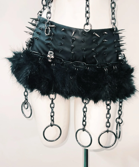 Unleash Your Inner Vixen: Spiked & Chained Goth Clubwear Set - Perfect for Halloween, Raves & Fall Nights