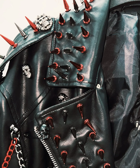 Unleash Your Edge: Women's Spiked & Chained Skull PU Leather Jacket - Halloween & Fall Goth Punk Statement