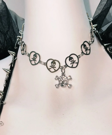 Bewitching Goth Skull & Chain Lace Set - Halloween, Festival & Dark Glam Rave Outfit