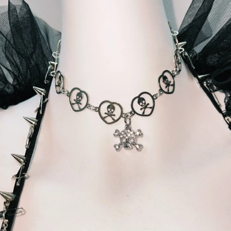 Bewitching Goth Skull & Chain Lace Set - Halloween, Festival & Dark Glam Rave Outfit
