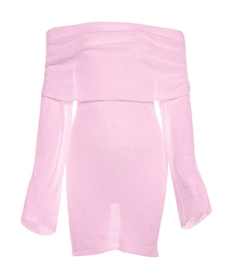 Effortlessly Chic White Off-Shoulder Knit Mini Dress – Your Fall & Holiday Essential