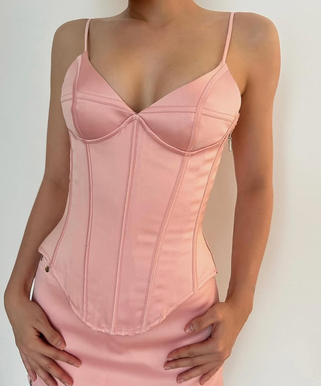 Elevated Blush Pink Satin Corset Cami Top - Fall & Holiday Party Ready