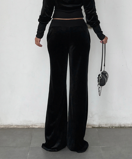 Effortless Luxe: Black Velvet Wide-Leg Pants with Self-Tie Waist | Fall & Holiday Chic