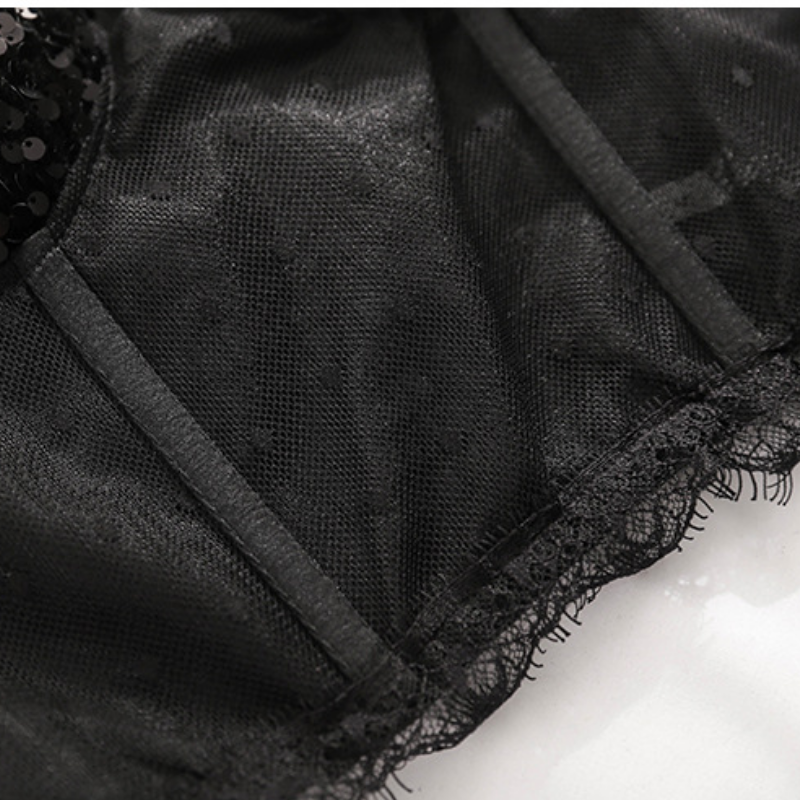 Spooky Chic Chain Web Halter Sequin Bustier Crop Top | Edgy Halloween & Fall Party Ready