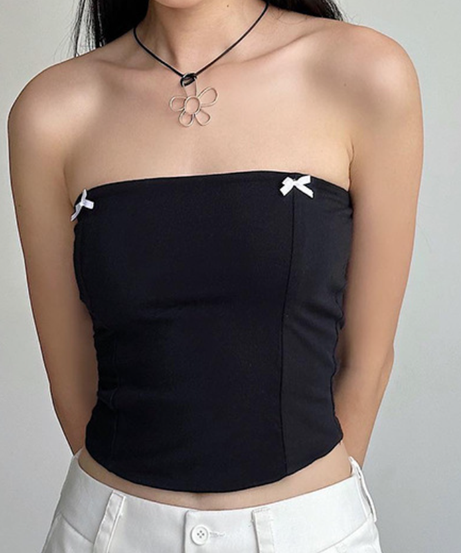 Chic Bow Detail Strapless Top - Your American Fall Style Essential