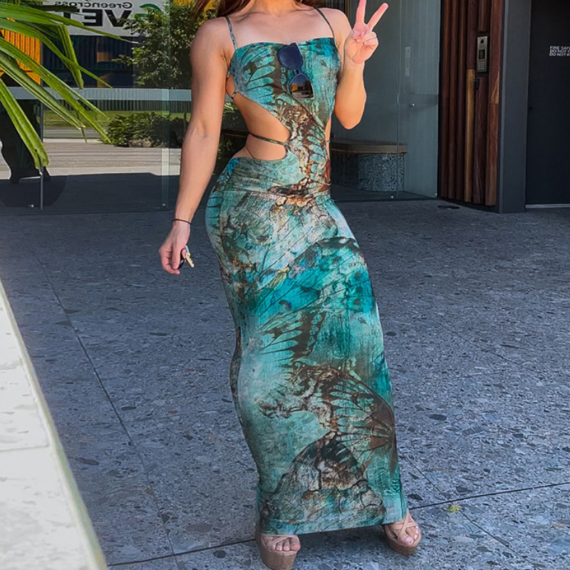 Ethereal Butterfly Cut-Out Maxi Dress - Your Chic Fall/Winter Getaway Essential