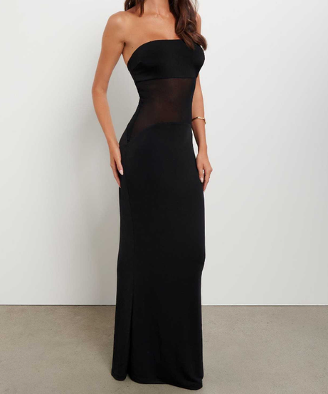 Elegant Illusion Mesh Strapless Maxi Dress - Your Fall & Holiday Event Showstopper