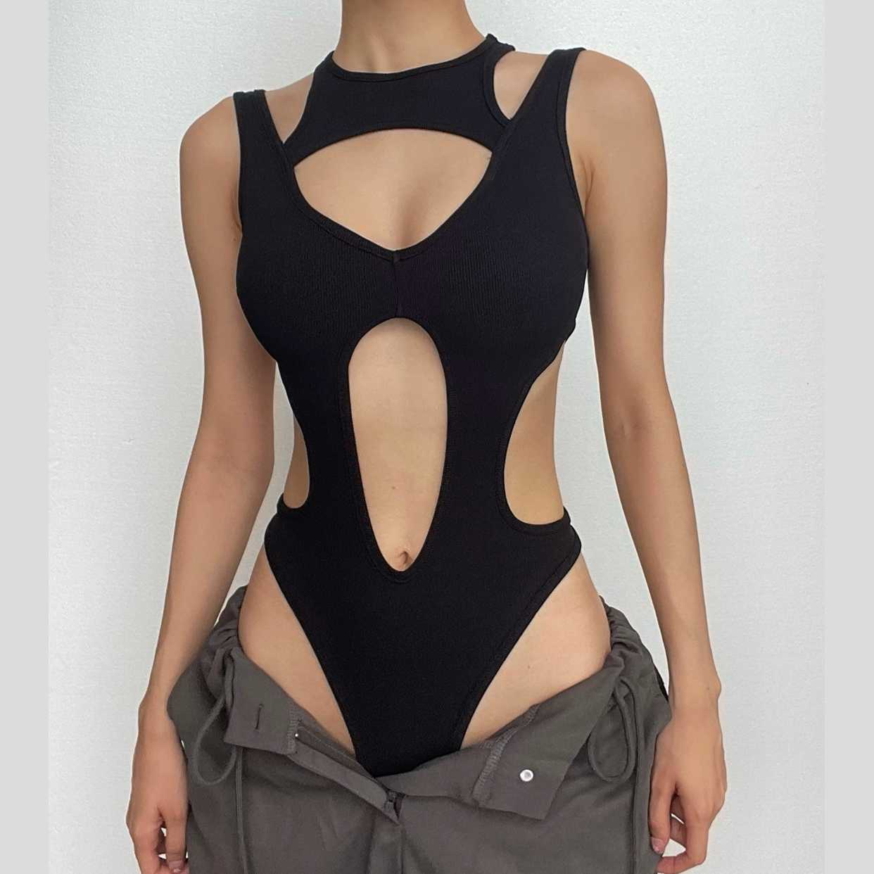 Edgy Chic Ribbed Cut-Out Bodysuit - Your Fall Statement Piece