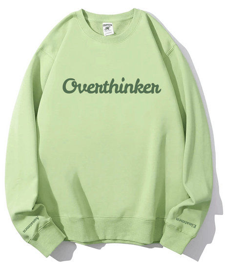 Overthinker Cozy Lavender Crewneck Sweatshirt | Mindful "Breathe In, Breathe Out" Cuffs