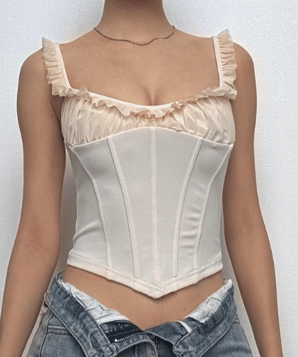 Enchanting Ruffled Corset Cami Top – Autumn Chic & Fall Layering Essential
