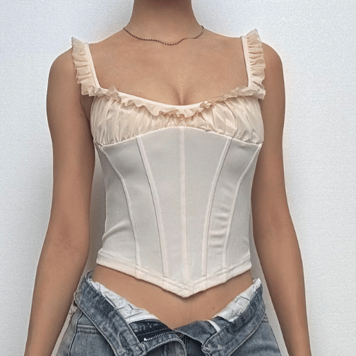 Enchanting Ruffled Corset Cami Top – Autumn Chic & Fall Layering Essential