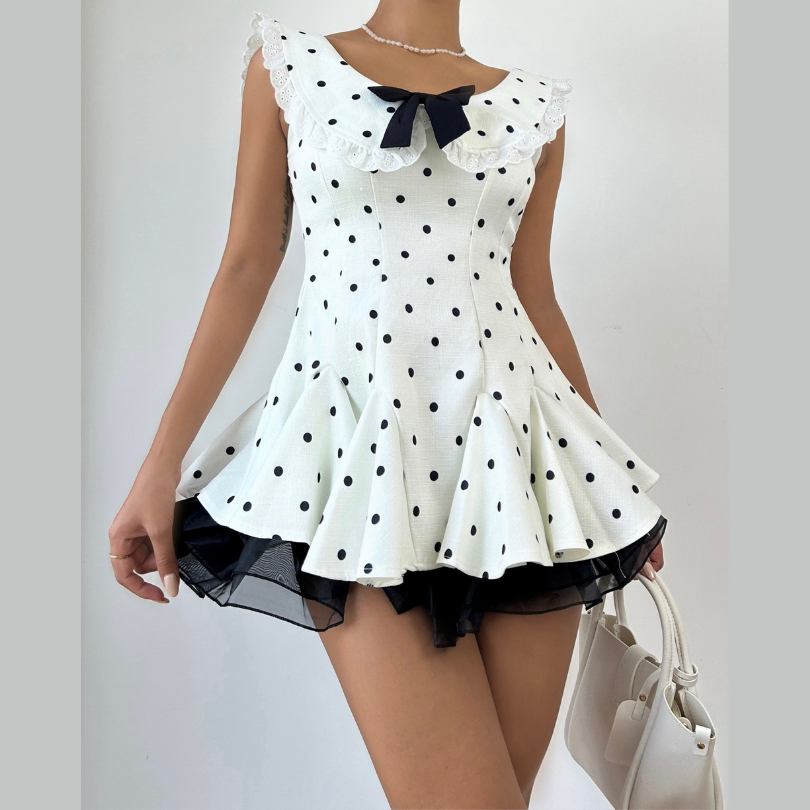 Coquette Chic Polka Dot Ruffle Mini Dress - Perfect for Fall Festivities & Holiday Sparkle