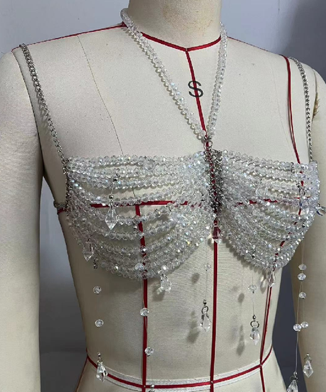 Dazzling Crystal Halter Body Chain Bralette | Ultimate Holiday Glam & Festival Statement