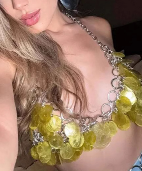 Dazzling Iridescent Shell Disc Halter Top - Ultimate Statement for Festival, Party & NYE