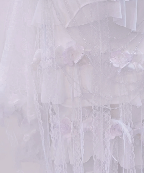 Ethereal Floral Applique Sheer Maxi Gown – Dreamy Bridal, Enchanted Fall Gala & Unique Halloween Costume