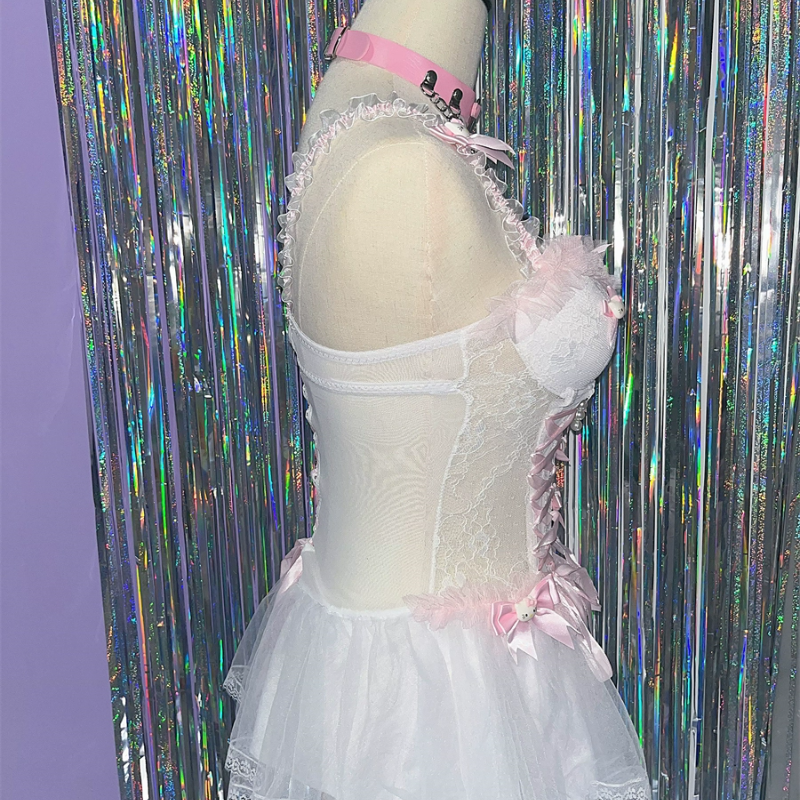 Sweetheart Fantasy Maid Lace & Tulle Corset Babydoll Dress - Perfect Halloween Lingerie