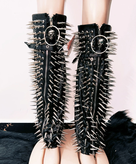 Unleash Your Inner Rebel: Spiked & Chained Gothcore Faux Leather Set - Halloween & Concert Ready