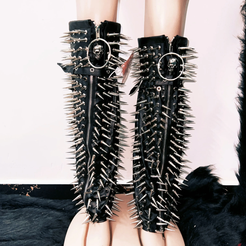 Unleash Your Inner Rebel: Spiked & Chained Gothcore Faux Leather Set - Halloween & Concert Ready