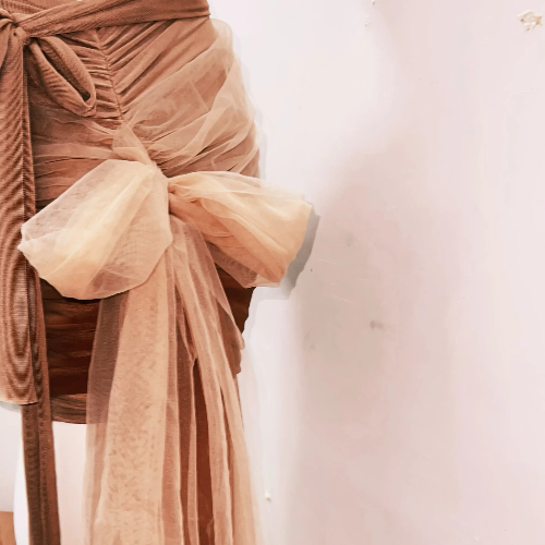 Autumn Bloom Mesh Bustier & Draped Mini Skirt Set - Earthy Chic Two-Piece