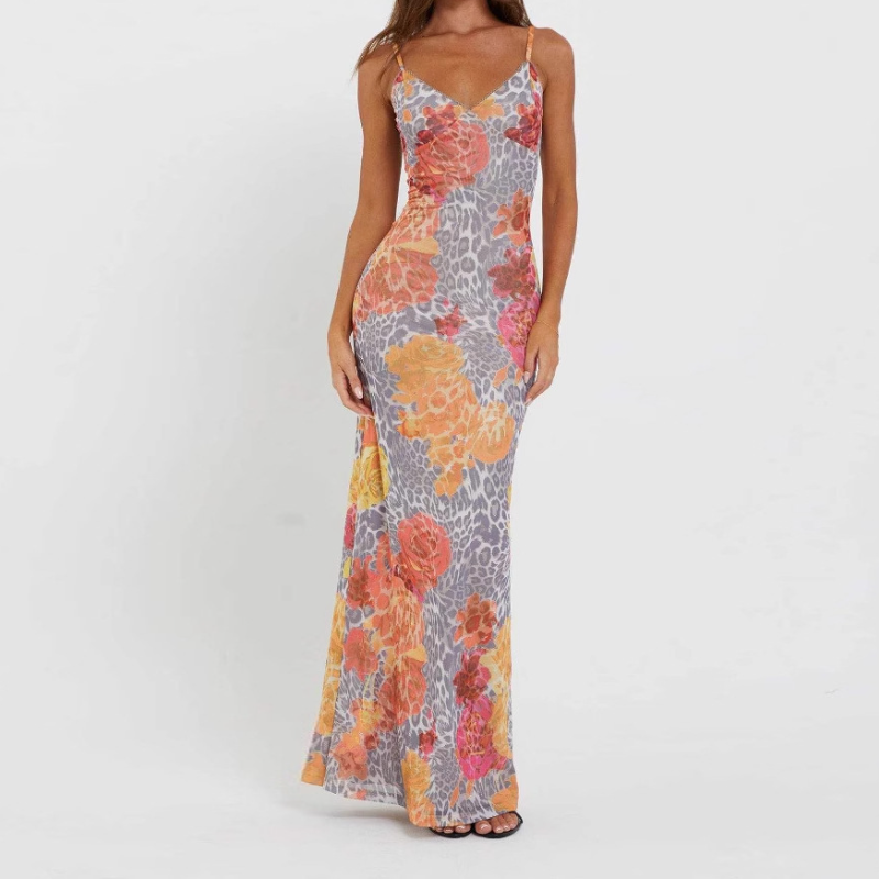 Vibrant Blue Floral & Leopard Print Maxi Dress - Your Chic Fall Getaway Essential