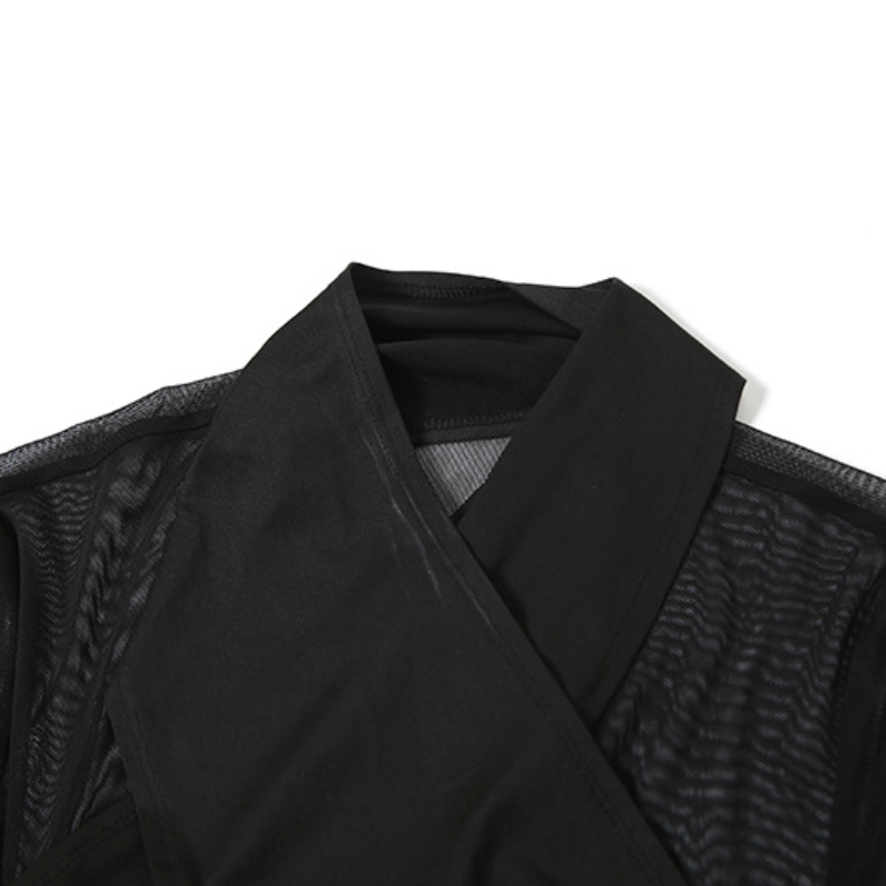 Alluring Black Sheer Mesh Maxi Dress - Elegant Long Sleeve Holiday & Evening Gown